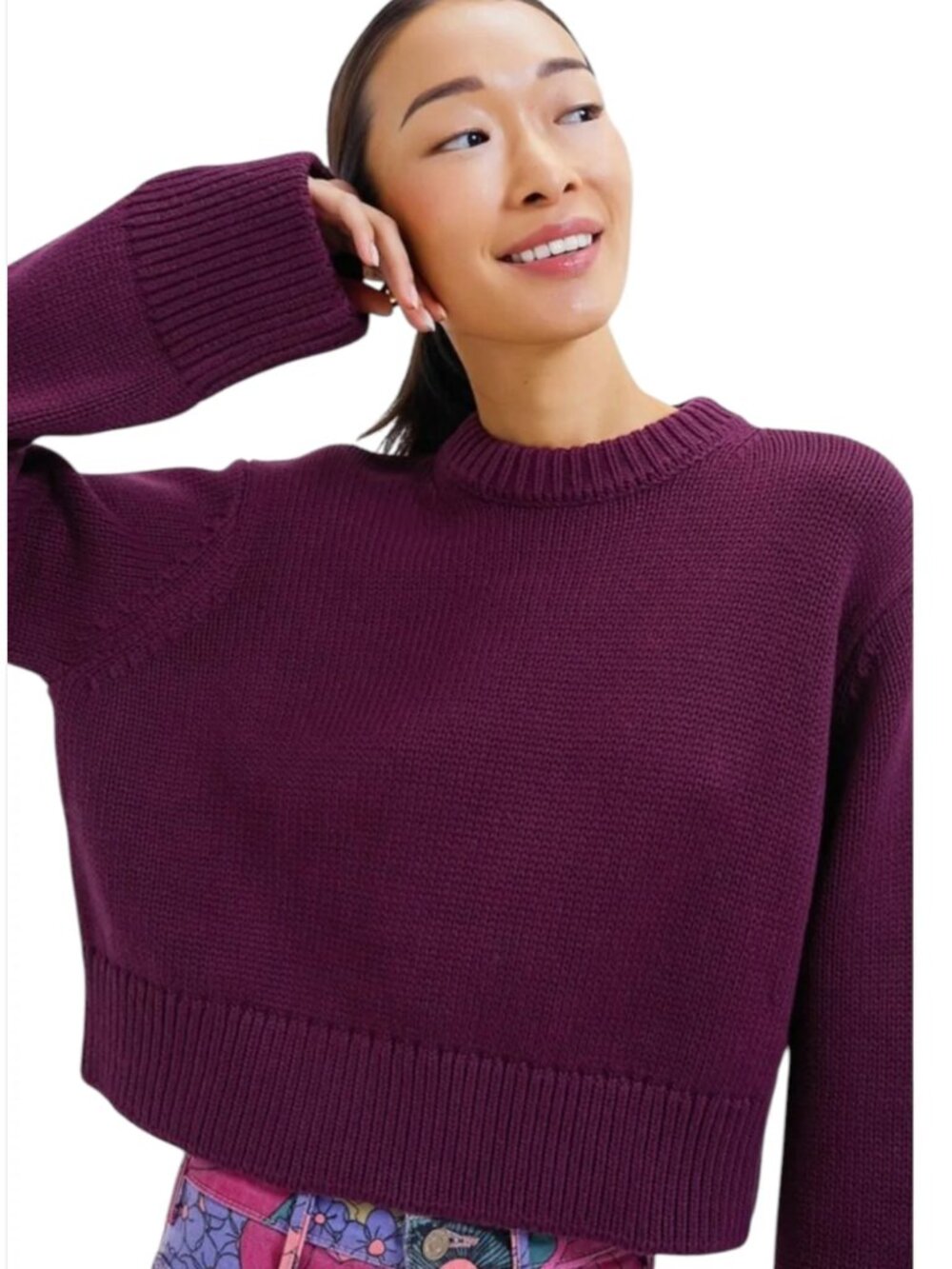 Tuckernuck Aiden Pullover Sweater Womens Medium Purple Merlot Crew Neck Cotton